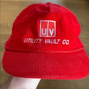 Bright red corduroy hat